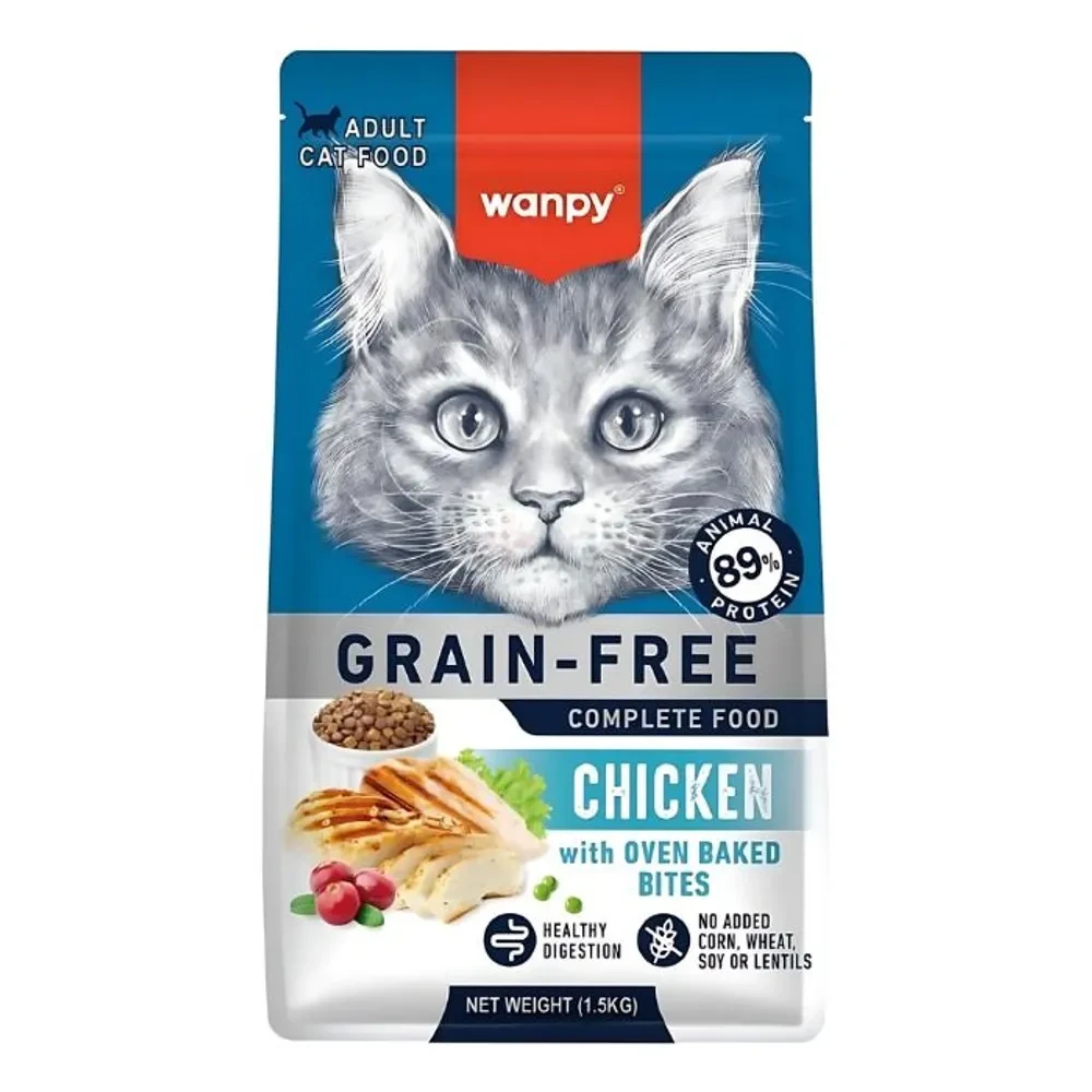 Wanpy Grain Free Super Premium Dry Cat Food Adult Chicken 1.5KG