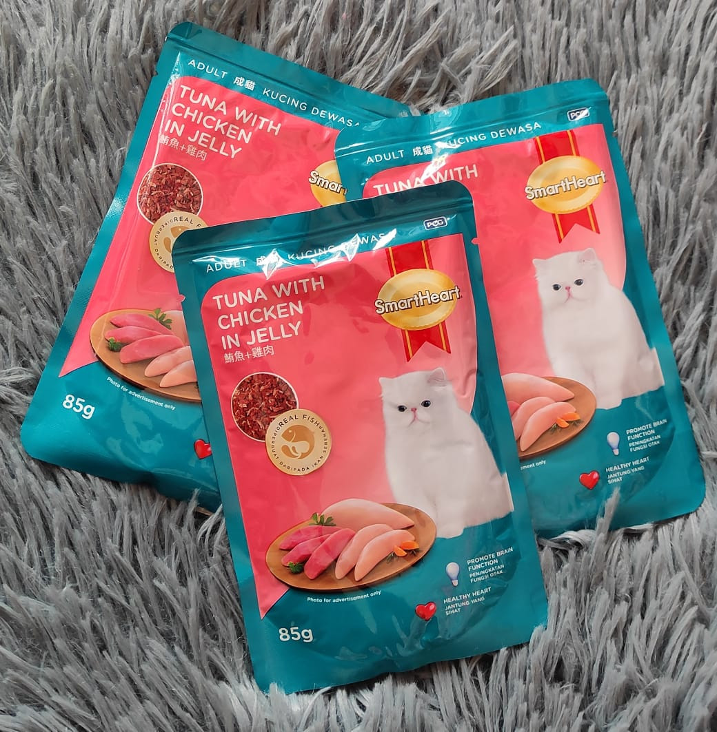 Smartheart Cat Pouch Adult 1+ Tuna with Chicken In Jelly 85g