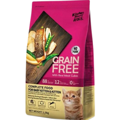 Kitchen Flavor Grain Free Cat Food With Real Meat Cubes for Baby Kitten & Kitten 1.5kg