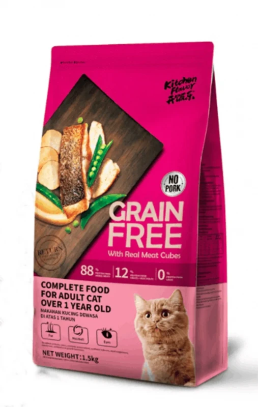 Kitchen Flavor Grain Free Cat Food With Real Meat Cubes Adult Food 1.5kg