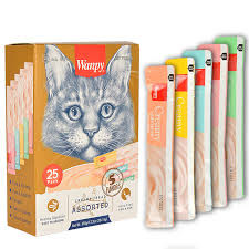 Wanpy Creamy Cat Treat Assorted Mix Flavour 25pc Pack 350gm