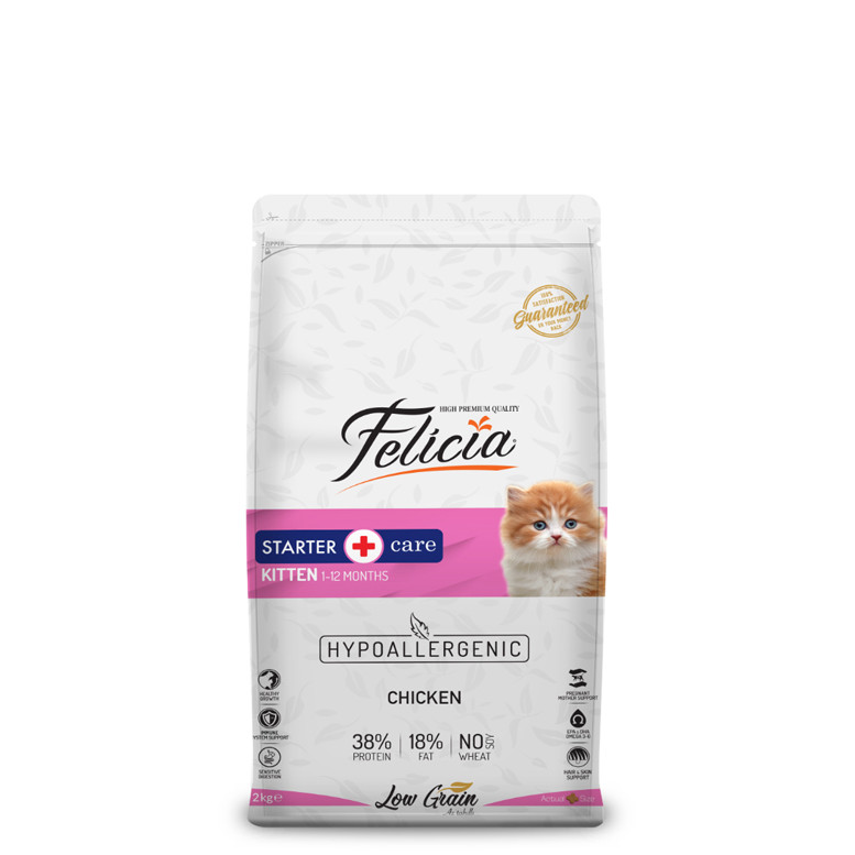 Felicia Low Grain Dry Cat Food Starter Care Kitten Chicken 2KG