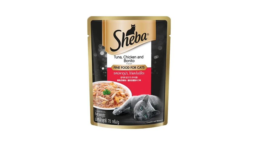 Sheba Tuna &amp; Chicken with Bonito Pouch Wet Cat Food 70g